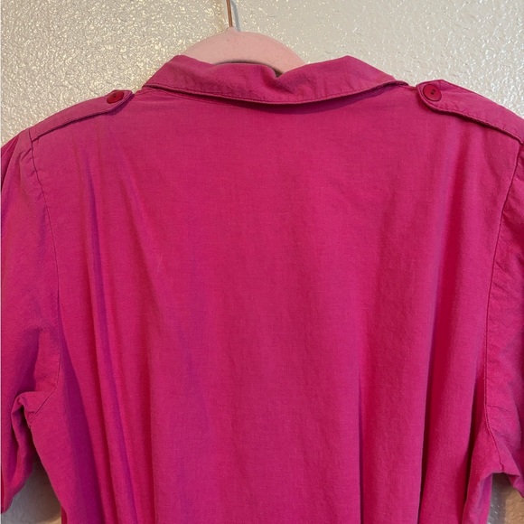 Authentic 80s Byer Too Raspberry Pink Belted Shirtdress with Full Circle Skirt - Picture 5 of 11